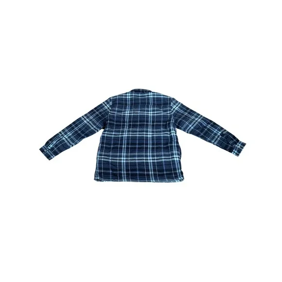 Dickies Mens Relaxed Fit Lined Flannel Shirt Jacket L Blue Plaid Shacket - Picture 8 of 12